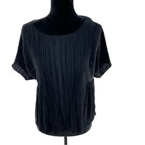 Madewell Texture & Thread Micropleat Short Sleeve Top Black Size Medium